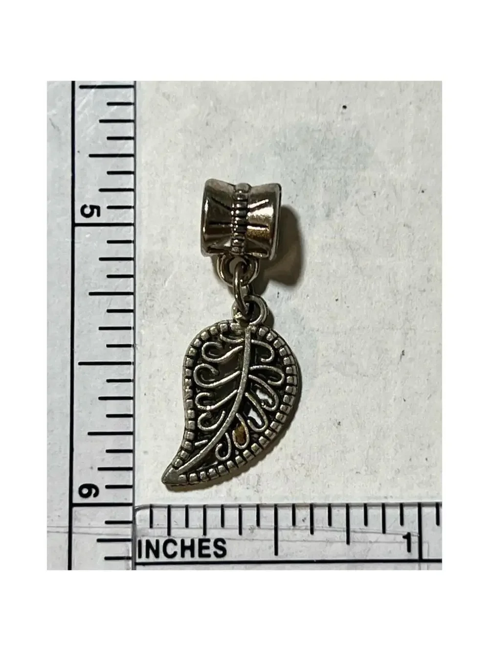 Silver Leaf Charm for European Bracelet or Necklace Jewelry